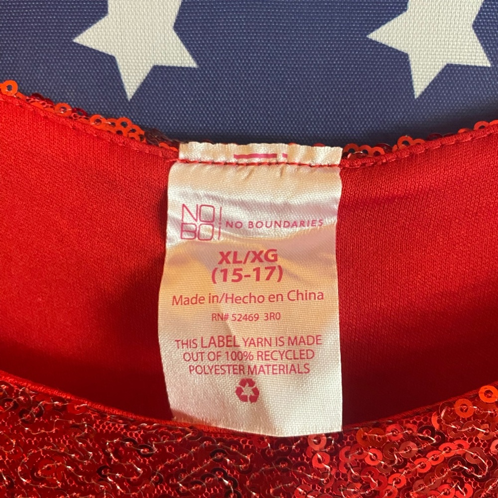No Boundaries NWT red sequin peplum camisole - Picture 2 of 6